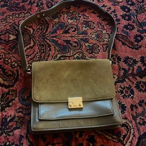 Olive green leather / suede purse